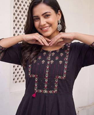 Women Ethnic Motifs Embroidered Regular Thread Work Pure Cotton Kurta with Trousers & With Dupatta 2