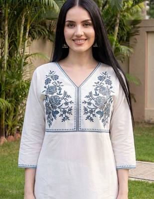 Women Ethnic Motifs Embroidered Regular Thread Work Pure Cotton Kurta with Trousers & With Dupatta 2