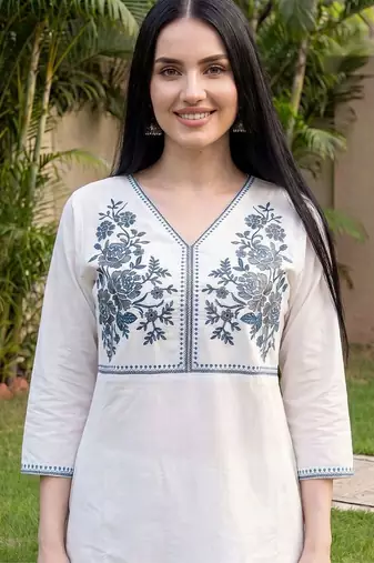 Women Ethnic Motifs Embroidered Regular Thread Work Pure Cotton Kurta with Trousers & With Dupatta