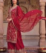 Women Ethnic Motifs Embroidered Regular Kurta with Palazzos & With Dupatta