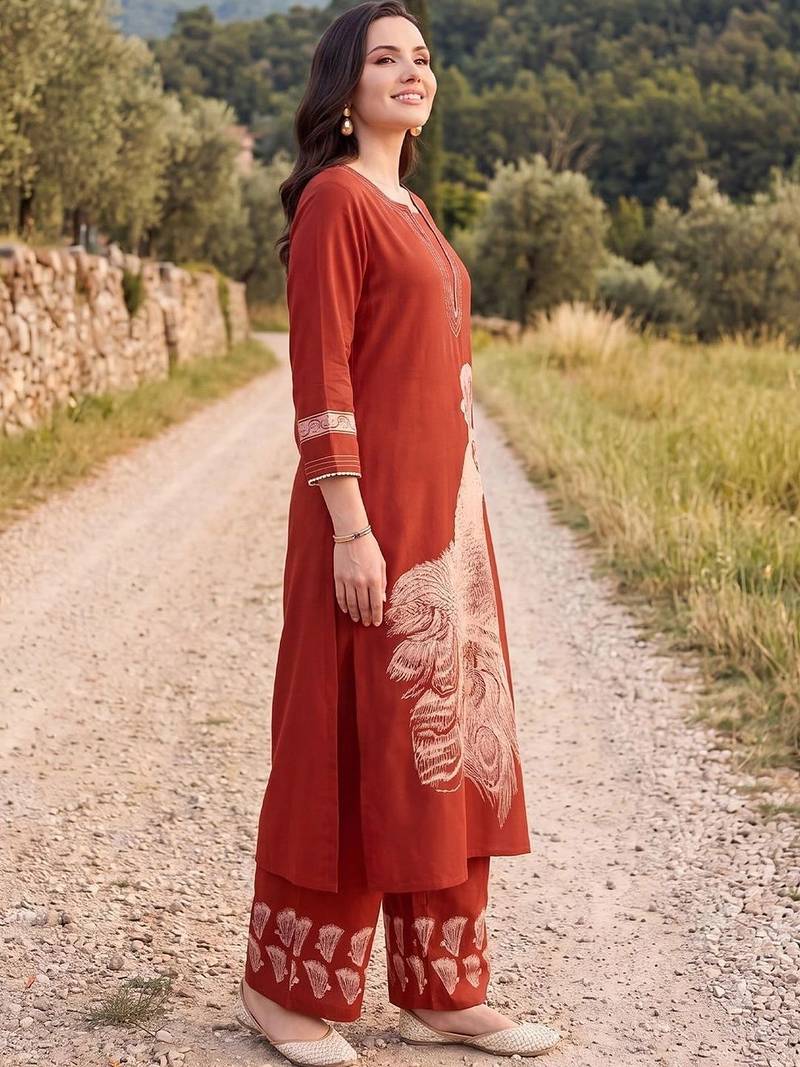 Women Animal Printed Regular Kurta with Palazzos