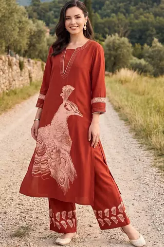 Women Animal Printed Regular Kurta with Palazzos