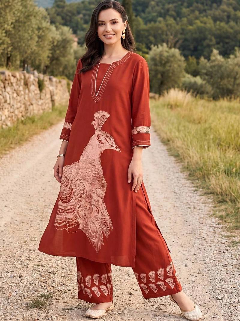 Women Animal Printed Regular Kurta with Palazzos