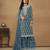 exquisite teal blue embroidered georgette sharara salwar suit