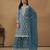 exquisite teal blue embroidered georgette sharara salwar suit