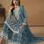 exquisite teal blue embroidered georgette sharara salwar suit