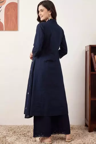 Women Ethnic Motifs Embroidered Empire Thread Work Kurta with Palazzos