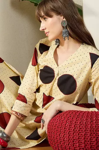 Women Printed Regular Pure Cotton Kurta with Trousers