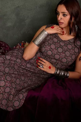 Floral Printed V-Neck Pure Cotton Straight Kurta With Salwar