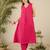 Pink Solid A-Line Kurta Trousers Set