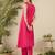 Pink Solid A-Line Kurta Trousers Set