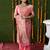 Baby pink woven banarasi silk blend saree with blouse