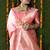 Baby pink woven banarasi silk blend saree with blouse