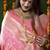 Baby pink woven banarasi silk blend saree with blouse