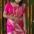 Rani pink woven banarasi silk blend saree with blouse