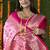 Rani pink woven banarasi silk blend saree with blouse