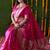 Rani pink woven banarasi silk blend saree with blouse