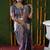 Steel grey woven banarasi silk blend saree with blouse