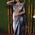 Steel grey woven banarasi silk blend saree with blouse