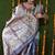Steel grey woven banarasi silk blend saree with blouse