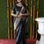 Black woven banarasi silk blend saree with blouse