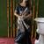 Black woven banarasi silk blend saree with blouse