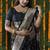 Black woven banarasi silk blend saree with blouse