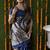 Navy blue woven banarasi silk blend saree with blouse