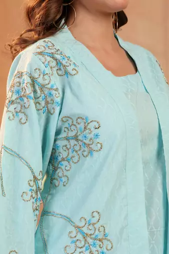 Women cotton embroidered tunic with palazzos