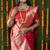 Red woven banarasi silk blend saree with blouse