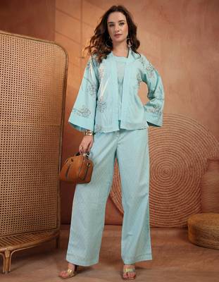 Women cotton embroidered tunic with palazzos 4