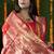 Red woven banarasi silk blend saree with blouse
