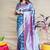 Teal blue woven banarasi silk blend saree with blouse