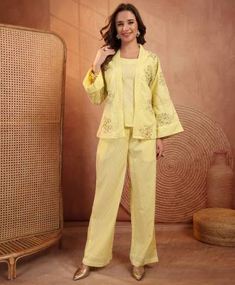 Women cotton embroidered tunic with palazzos 1