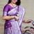 Purple woven banarasi silk blend saree with blouse
