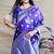 Royal blue woven banarasi silk blend saree with blouse