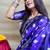 Royal blue woven banarasi silk blend saree with blouse