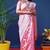 Baby pink woven banarasi silk blend saree with blouse