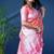 Baby pink woven banarasi silk blend saree with blouse