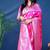 Rani pink woven banarasi silk blend saree with blouse
