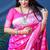 Rani pink woven banarasi silk blend saree with blouse