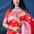 Red woven banarasi silk blend saree with blouse