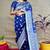 Navy blue woven banarasi silk blend saree with blouse