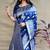 Navy blue woven banarasi silk blend saree with blouse