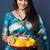 Teal blue woven banarasi silk blend saree with blouse