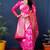 Rani pink woven banarasi silk blend saree with blouse