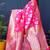 Rani pink woven banarasi silk blend saree with blouse