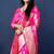 Rani pink woven banarasi silk blend saree with blouse
