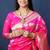 Rani pink woven banarasi silk blend saree with blouse
