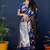 Navy blue woven banarasi silk blend saree with blouse